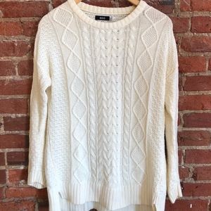 BDG Urban Cable Knit White Tunic Sweater